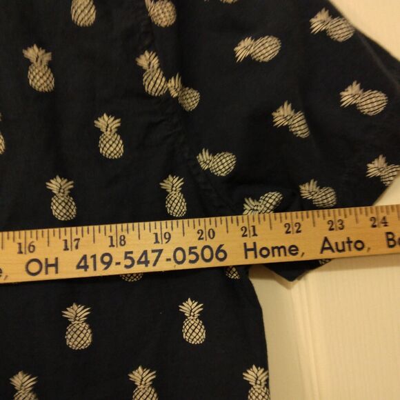 Denim & Flower shirt mens L Large navy blue all over pineapple print button slim - Picture 4 of 8